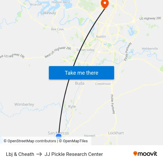 Lbj & Cheath to JJ Pickle Research Center map