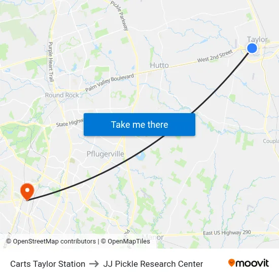 Carts Taylor Station to JJ Pickle Research Center map