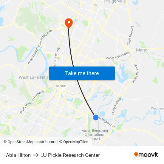Abia Hilton to JJ Pickle Research Center map