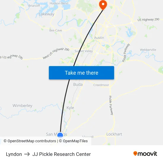 Lyndon to JJ Pickle Research Center map