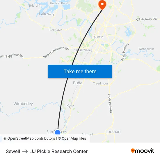 Sewell to JJ Pickle Research Center map