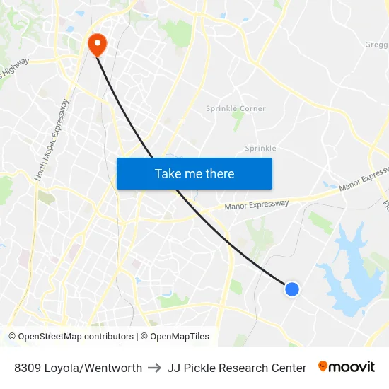 8309 Loyola/Wentworth to JJ Pickle Research Center map