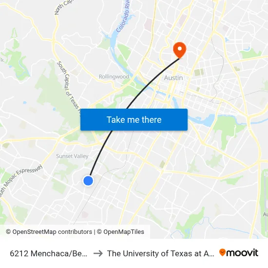 6212 Menchaca/Berkett to The University of Texas at Austin map