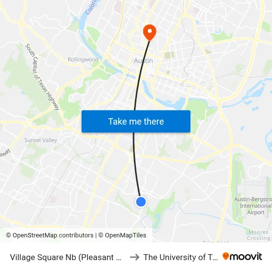 Village Square Nb (Pleasant Valley/Village Square) to The University of Texas at Austin map