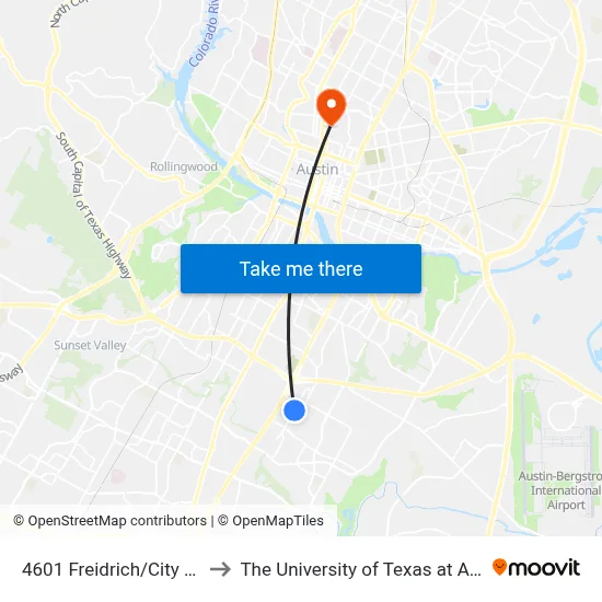 4601 Freidrich/City Yard to The University of Texas at Austin map