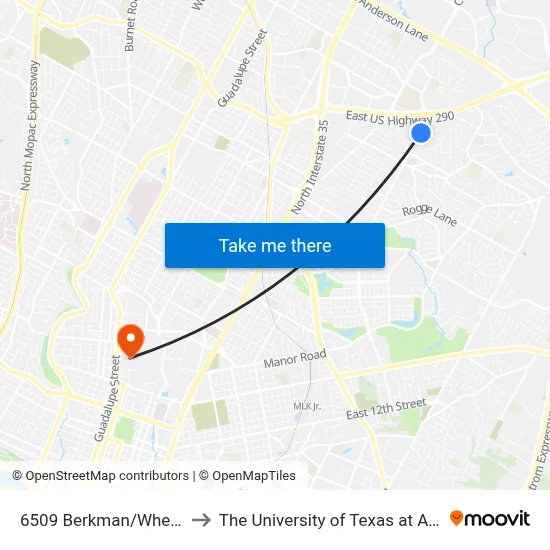 6509 Berkman/Wheless to The University of Texas at Austin map