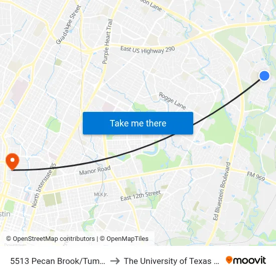5513 Pecan Brook/Tumbleweed to The University of Texas at Austin map