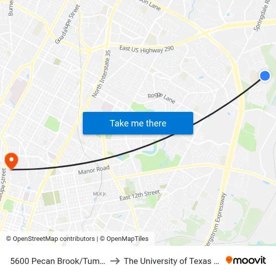 5600 Pecan Brook/Tumbleweed to The University of Texas at Austin map