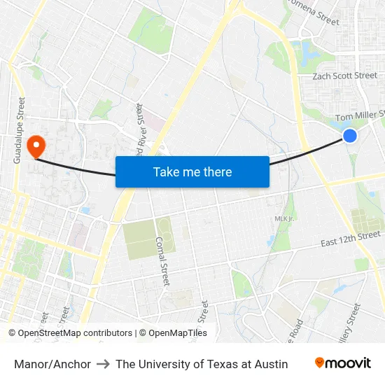 Manor/Anchor to The University of Texas at Austin map