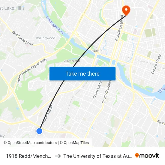 1918 Redd/Menchaca to The University of Texas at Austin map