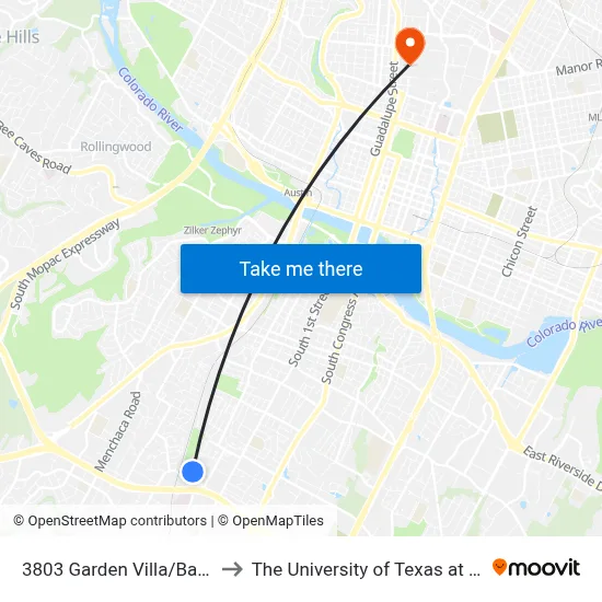 3803 Garden Villa/Banister to The University of Texas at Austin map