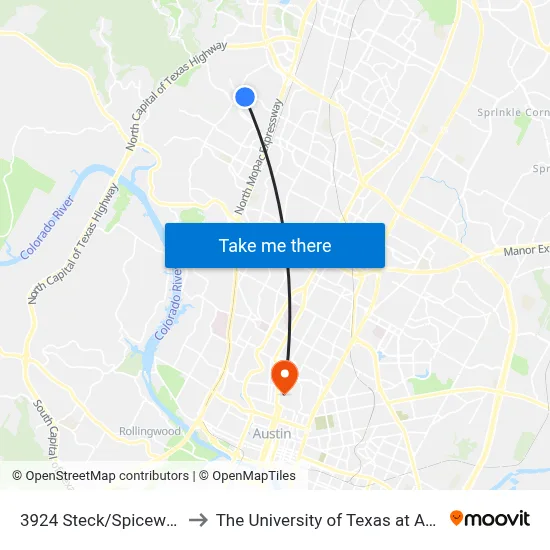 3924 Steck/Spicewood to The University of Texas at Austin map