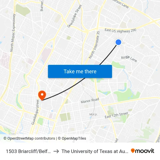 1503 Briarcliff/Belfast to The University of Texas at Austin map