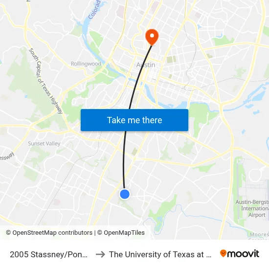 2005 Stassney/Ponciana to The University of Texas at Austin map