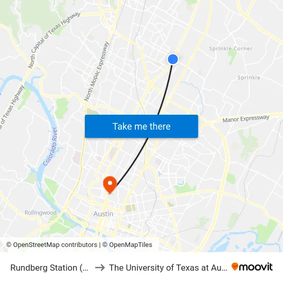 Rundberg Station (Nb) to The University of Texas at Austin map
