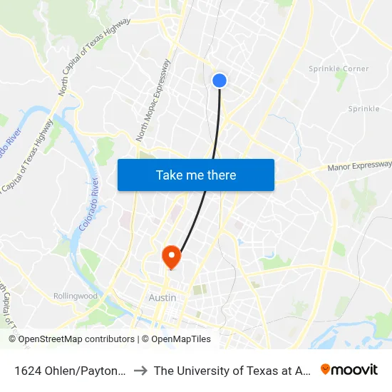 1624 Ohlen/Payton Gin to The University of Texas at Austin map