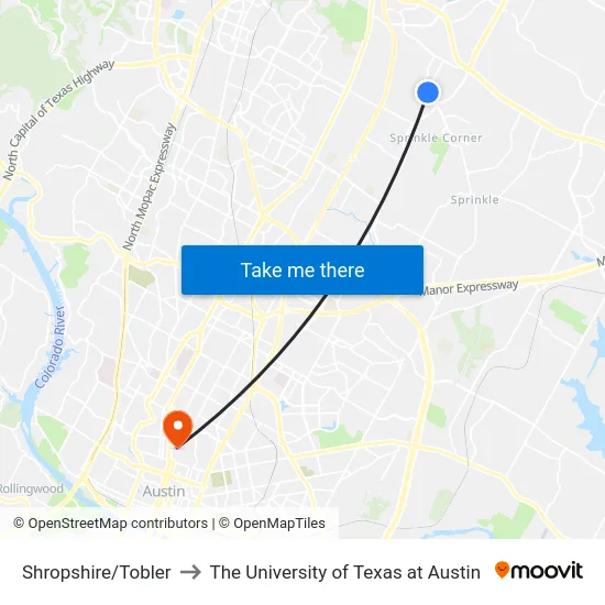 Shropshire/Tobler to The University of Texas at Austin map