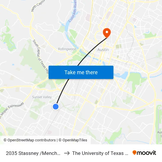 2035 Stassney /Mencheca (Ns) to The University of Texas at Austin map