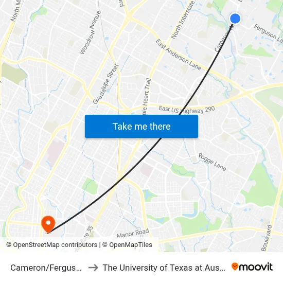Cameron/Ferguson to The University of Texas at Austin map