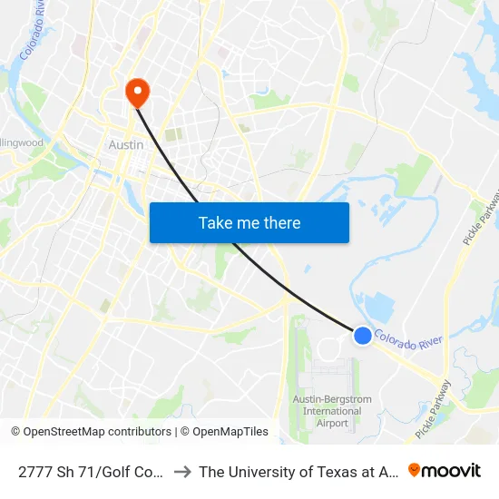 2777 Sh 71/Golf Course to The University of Texas at Austin map
