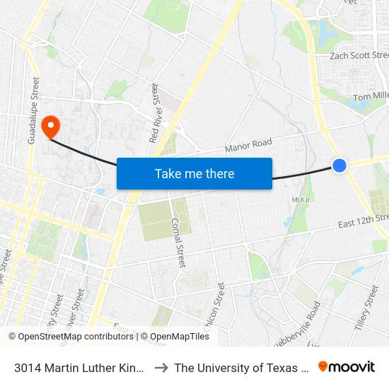 3014 Martin Luther King/Airport to The University of Texas at Austin map