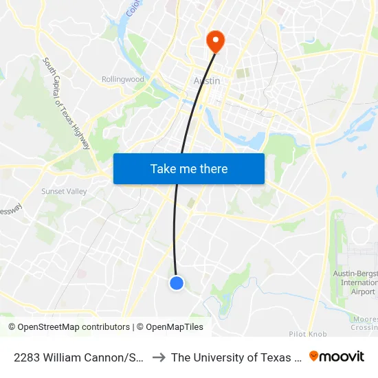 2283 William Cannon/Stoneleigh to The University of Texas at Austin map