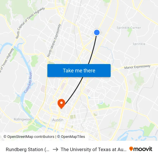 Rundberg Station (Sb) to The University of Texas at Austin map