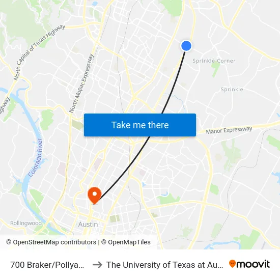 700 Braker/Pollyanna to The University of Texas at Austin map