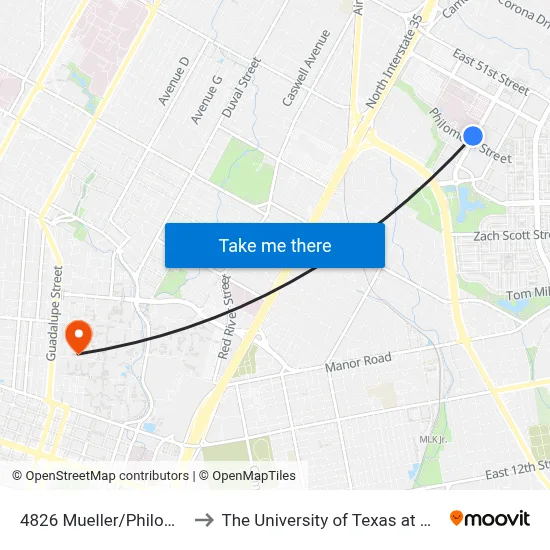 4826 Mueller/Philomena to The University of Texas at Austin map