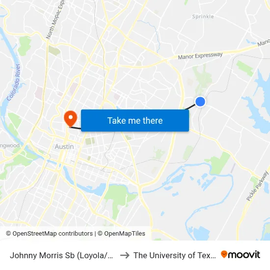 Johnny Morris Sb (Loyola/Johnny Morris) to The University of Texas at Austin map