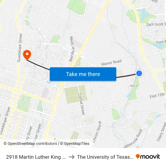 2918 Martin Luther King Jr/Clifford to The University of Texas at Austin map