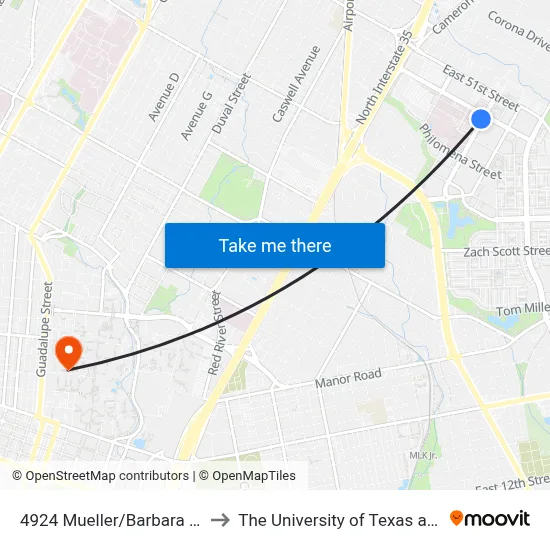 4924 Mueller/Barbara Jordan to The University of Texas at Austin map