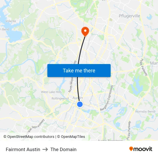 Fairmont Austin to The Domain map