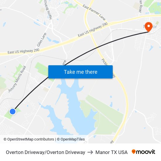 Overton Driveway/Overton Driveway to Manor TX USA map