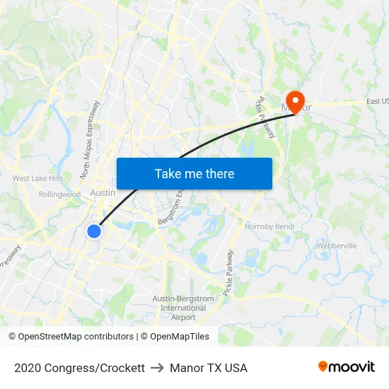 2020 Congress/Crockett to Manor TX USA map