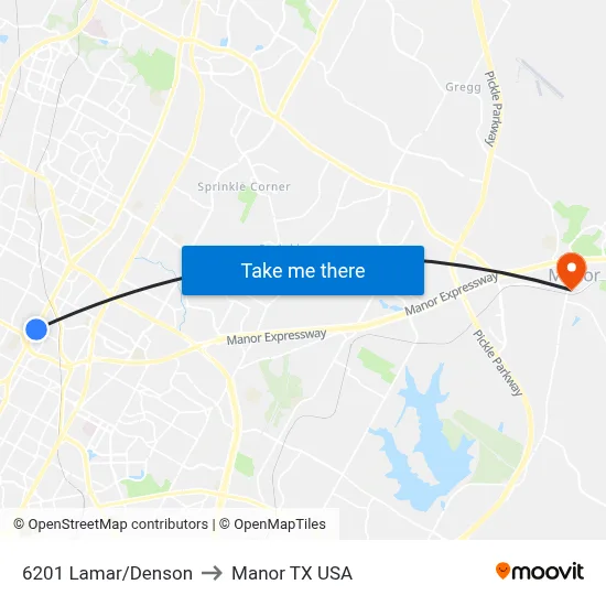 6201 Lamar/Denson to Manor TX USA map