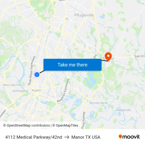 4112 Medical Parkway/42nd to Manor TX USA map