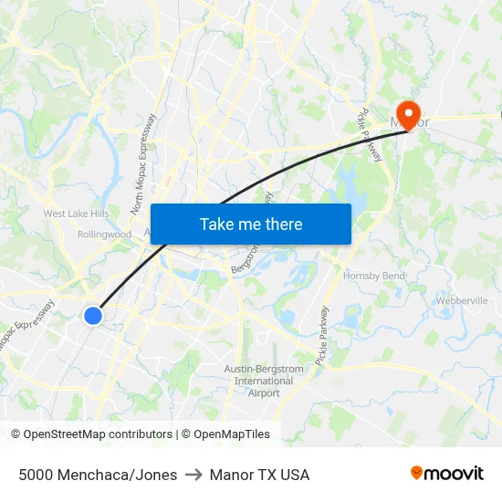 5000 Menchaca/Jones to Manor TX USA map