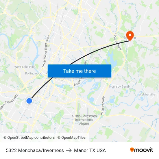 5322 Menchaca/Inverness to Manor TX USA map
