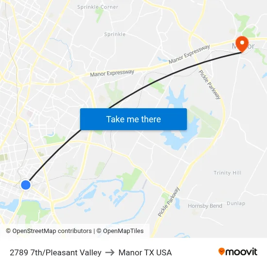 2789 7th/Pleasant Valley to Manor TX USA map