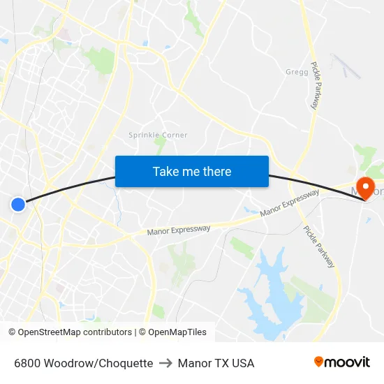 6800 Woodrow/Choquette to Manor TX USA map