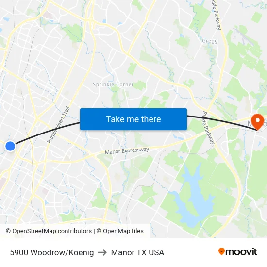 5900 Woodrow/Koenig to Manor TX USA map