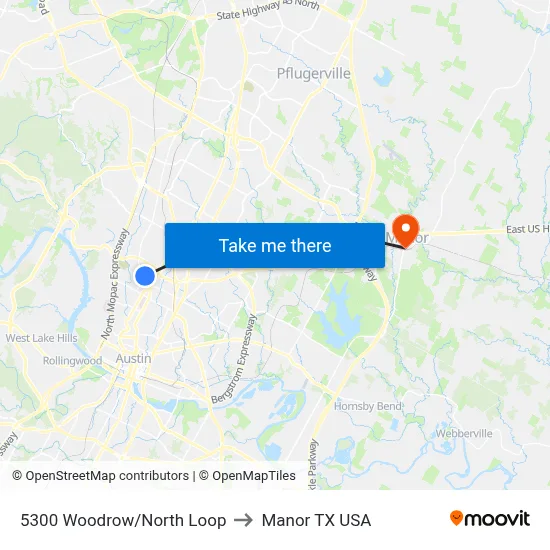 5300 Woodrow/North Loop to Manor TX USA map
