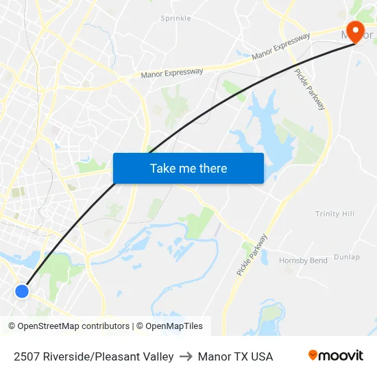 2507 Riverside/Pleasant Valley to Manor TX USA map