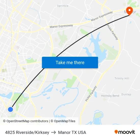 4825 Riverside/Kirksey to Manor TX USA map