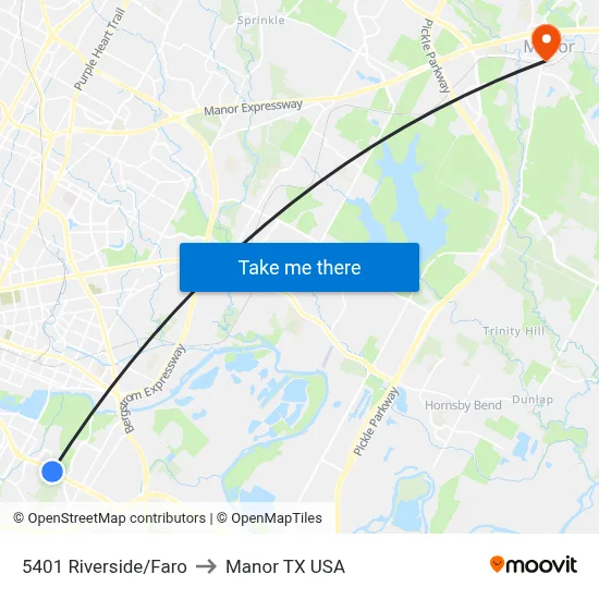 5401 Riverside/Faro to Manor TX USA map