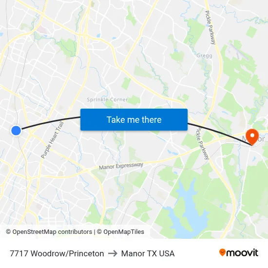 7717 Woodrow/Princeton to Manor TX USA map
