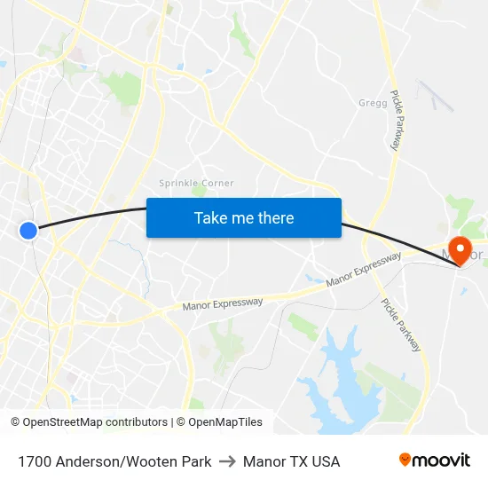 1700 Anderson/Wooten Park to Manor TX USA map