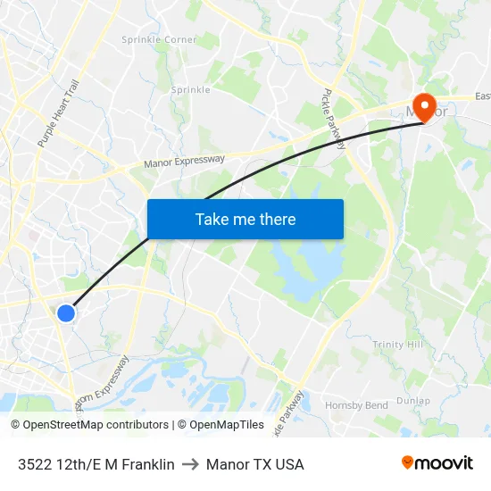 3522 12th/E M Franklin to Manor TX USA map