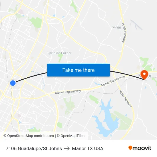 7106 Guadalupe/St Johns to Manor TX USA map